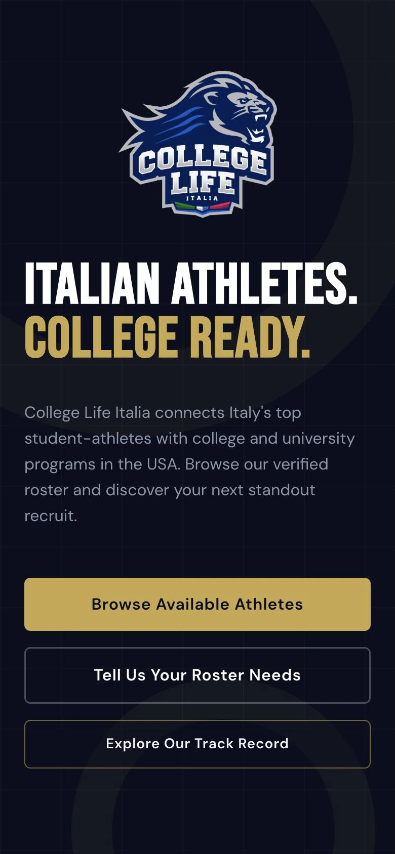Versione mobile del progetto College Life Italia